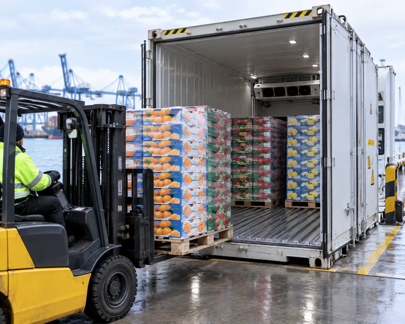 Plusimpex fresh fruit sourcing network from origin countries to the Port of Rotterdam reefer hub