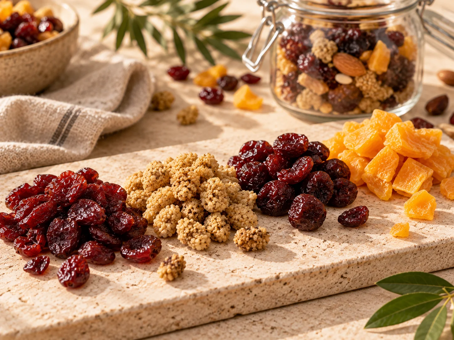 Mixed dried fruit and dried berries for snack and cereal producers