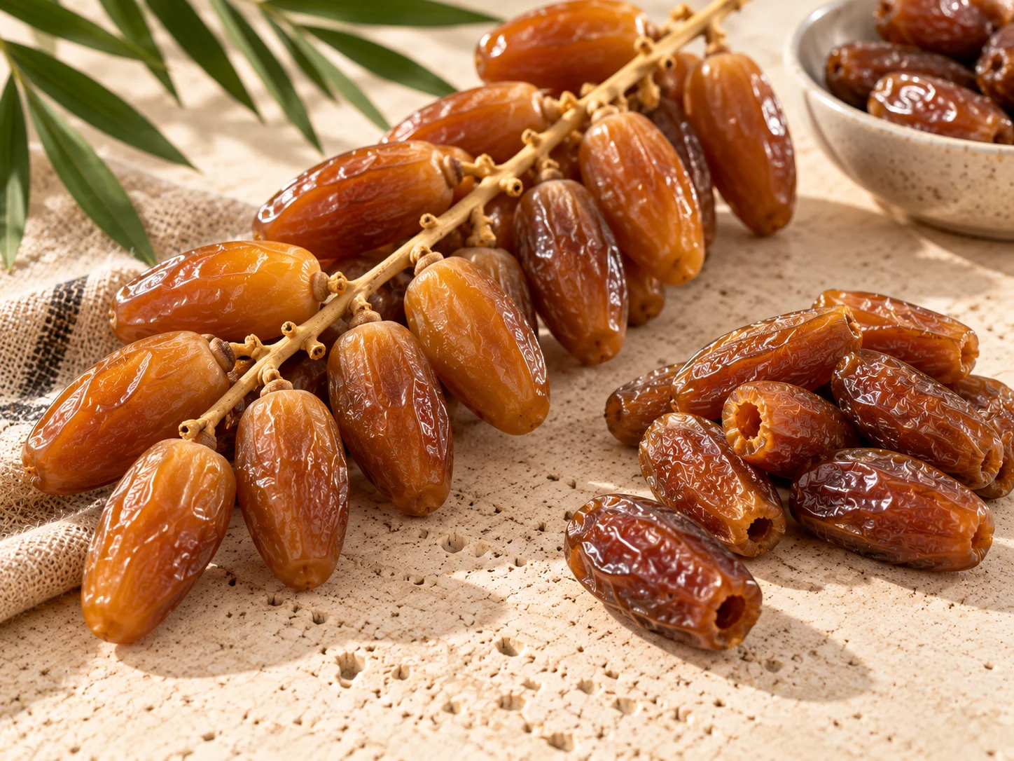 Bulk Deglet Nour dates, pitted and whole, from Tunisia and Algeria