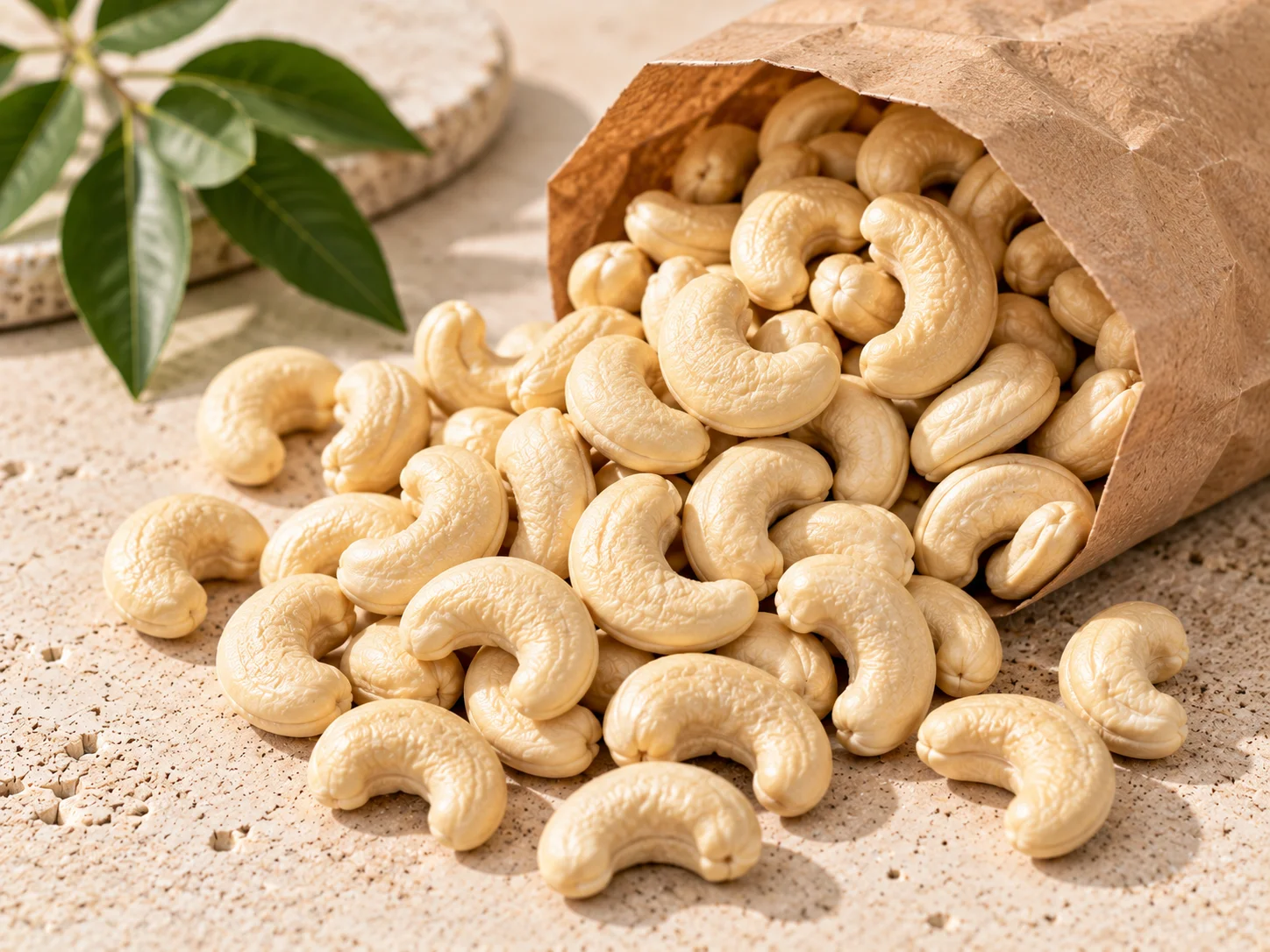 Cashew kernels W180, W240 and W320 in bulk vacuum bags