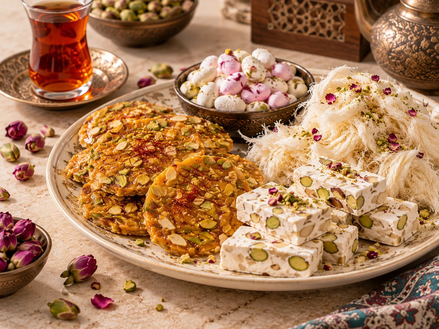 Persian sweets — sohan, gaz nougat, pashmak and noghl — for Nowruz and Persian supermarkets