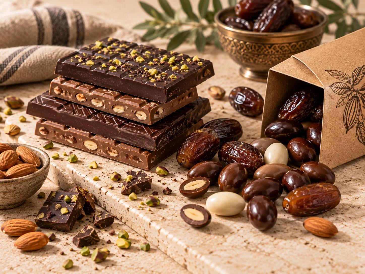 Wholesale chocolate bars, pralines and chocolate-coated nuts and fruit