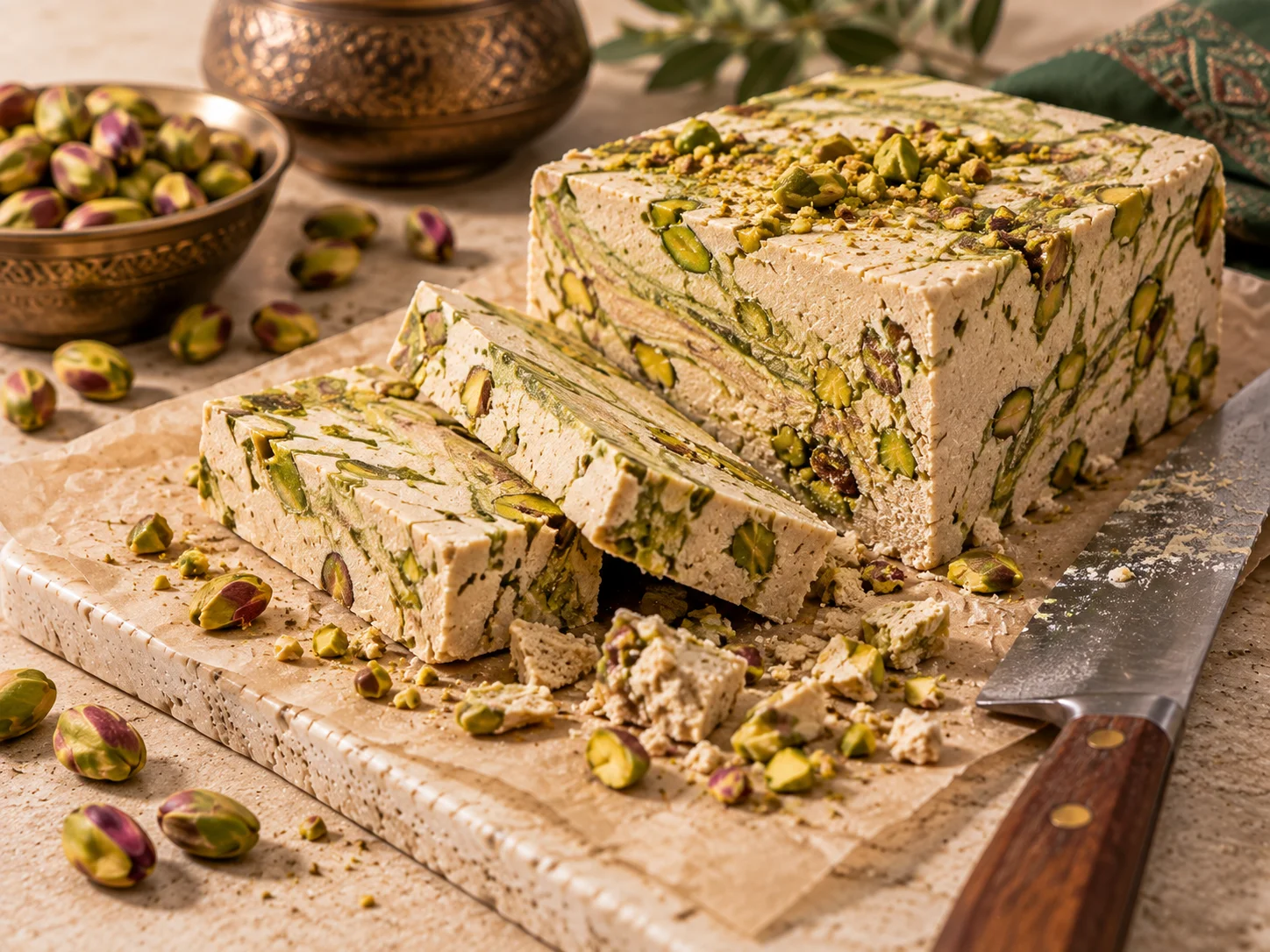 Bulk halva — tahini halva, pistachio halva and sunflower halva