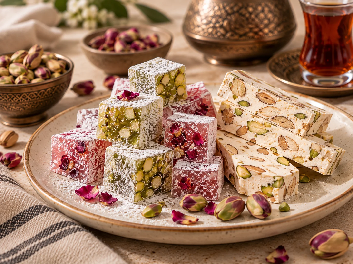 Turkish delight (lokum) and nougat in bulk trays and gift boxes