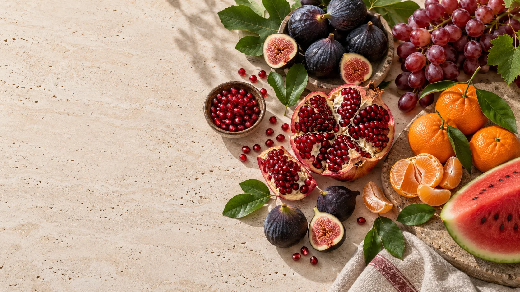 Fresh fruit for import and export — pomegranates, figs, grapes, citrus and stone fruit — supplied by Plusimpex B.V. via Rotterdam