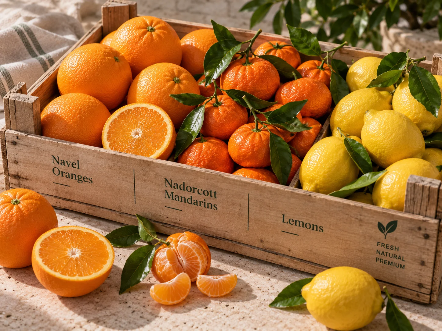 Fresh citrus — oranges, mandarins, lemons and limes — in 15 kg export cartons