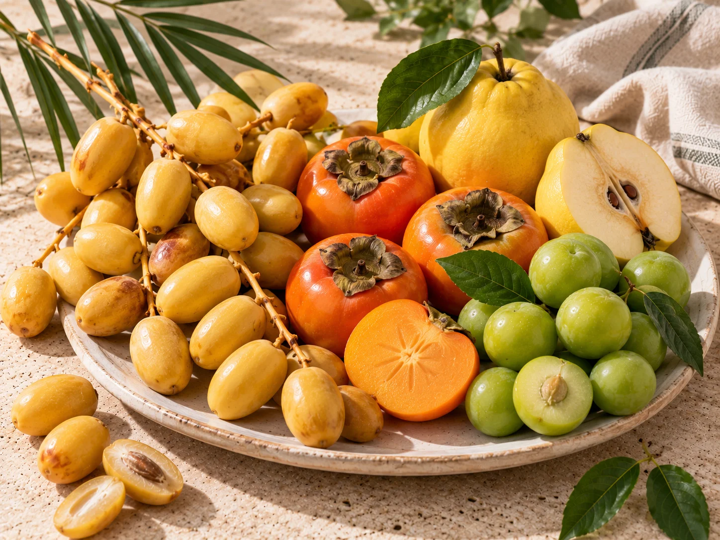 Fresh dates, persimmons, quince and exotic fruit for ethnic retail