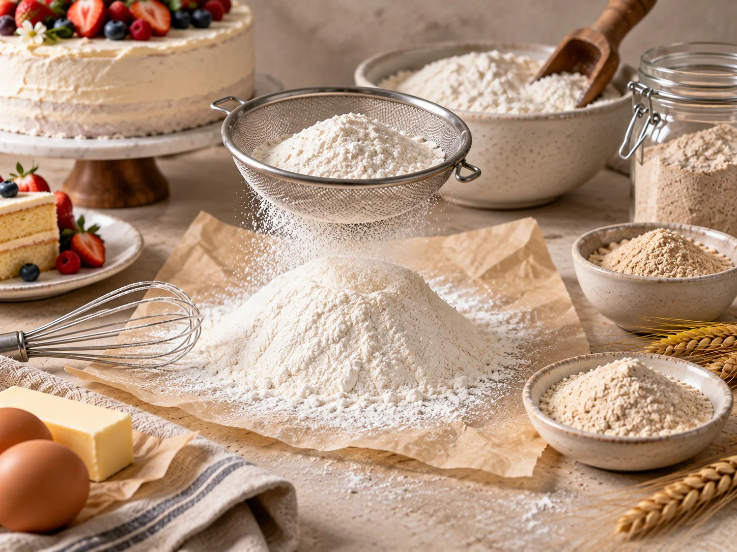 Specialty and treated flours — cake flour, heat-treated flour, malted and toasted flours
