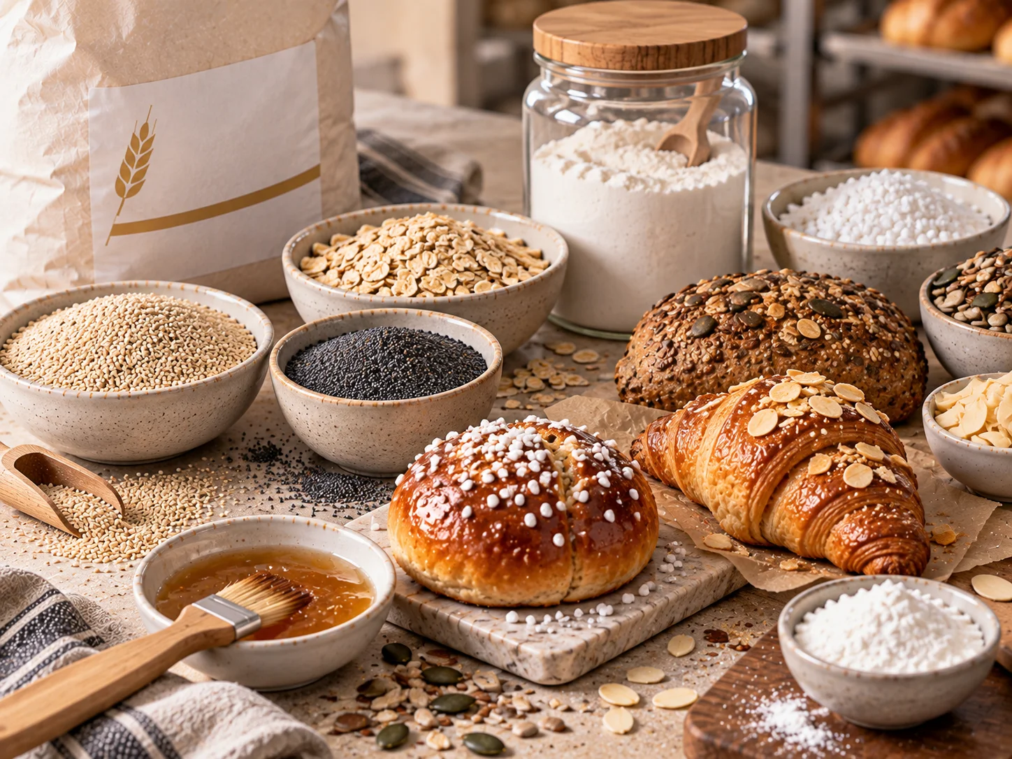 Starches, glazes, toppings and release agents for bakery and pastry production